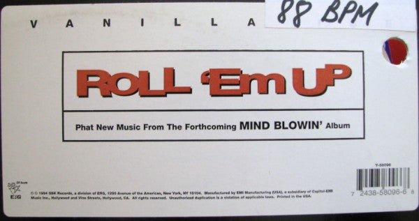 Vanilla Ice : Roll 'Em Up (12", Single)