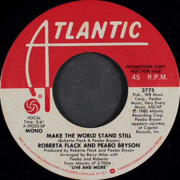 Roberta Flack And Peabo Bryson : Make The World Stand Still (7", Mono, Promo)