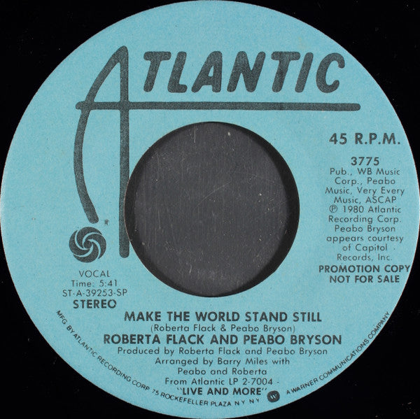 Roberta Flack And Peabo Bryson : Make The World Stand Still (7", Mono, Promo)