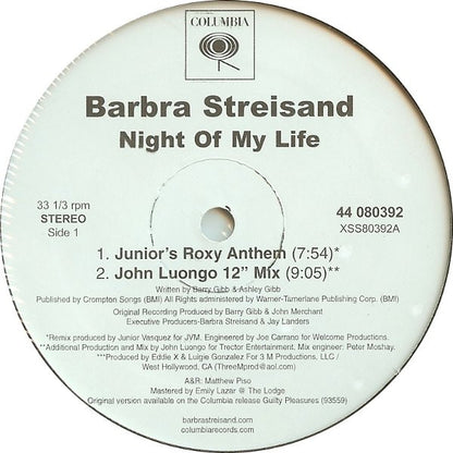 Barbra Streisand : Night Of My Life (12")
