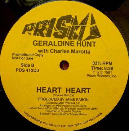Geraldine Hunt With Charlie Marotta : Heart Heart (12", Promo)