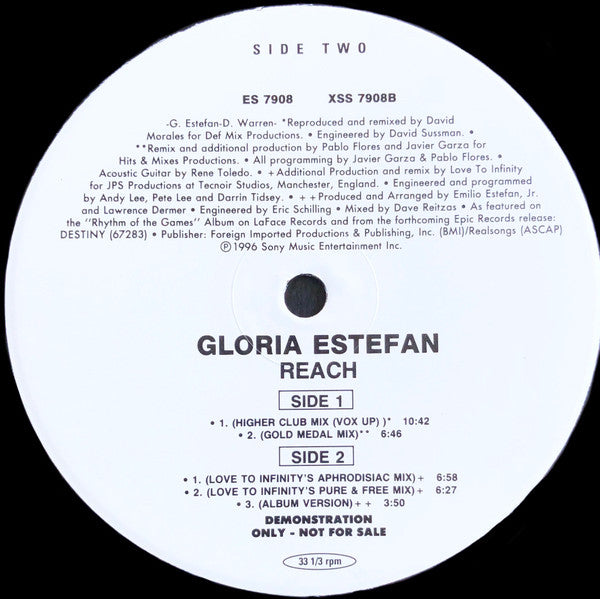 Gloria Estefan : Reach (2x12", Single, Promo, Spe)