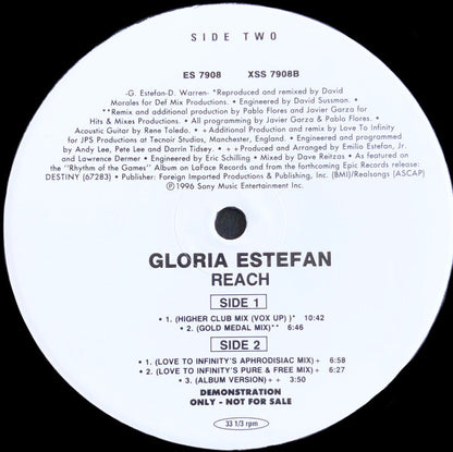 Gloria Estefan : Reach (2x12", Single, Promo, Spe)