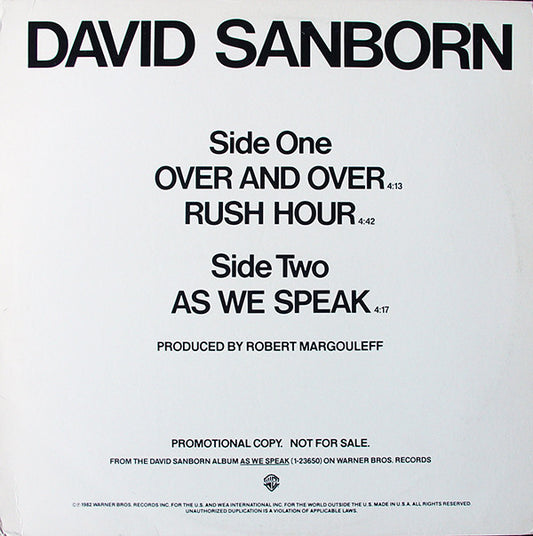 David Sanborn : Over And Over (12", Promo)