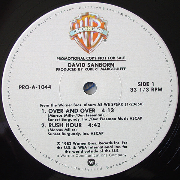 David Sanborn : Over And Over (12", Promo)