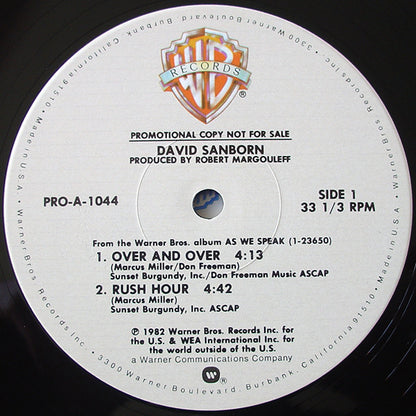 David Sanborn : Over And Over (12", Promo)