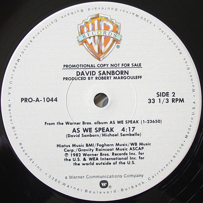 David Sanborn : Over And Over (12", Promo)