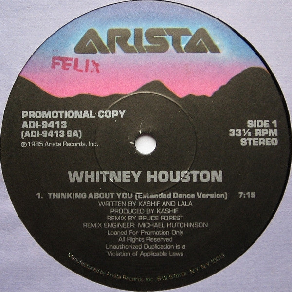 Whitney Houston : Thinking About You (12", Promo)