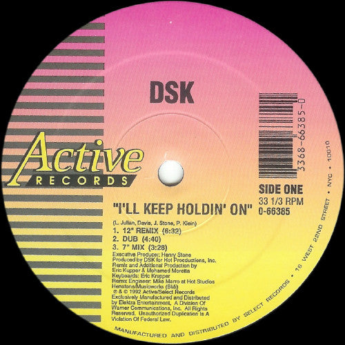 DSK : I'll Keep Holdin' On (Remixes) (12")