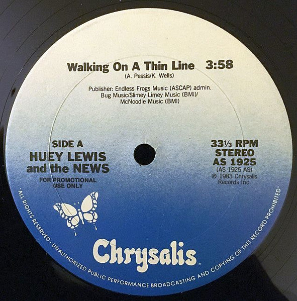 Huey Lewis And The News* : Walking On A Thin Line (12", Promo)