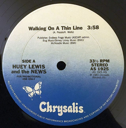 Huey Lewis And The News* : Walking On A Thin Line (12", Promo)