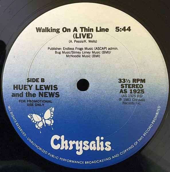 Huey Lewis And The News* : Walking On A Thin Line (12", Promo)