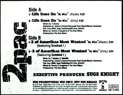 2Pac : Life Goes On / 2 Of Amerikaz Most Wanted (Nu Mixx) (12", Promo)