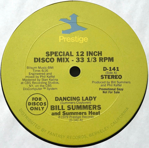 Bill Summers & Summers Heat : Dancing Lady / Feel The Heat (12", Promo)