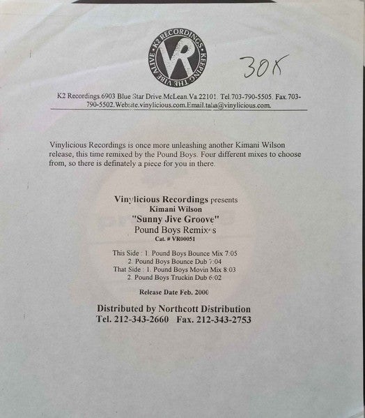 Kimani Wilson : Sunny Jive Groove (12", TP)