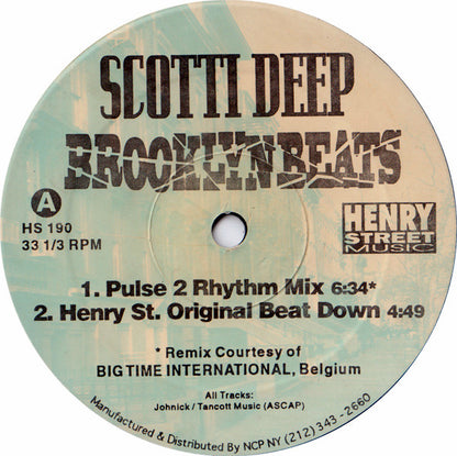 Scotti Deep : Brooklyn Beats Import Mixes (12")