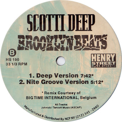 Scotti Deep : Brooklyn Beats Import Mixes (12")