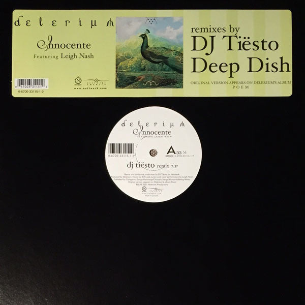 Delerium Featuring Leigh Nash : Innocente (Remixes By DJ Tiësto, Deep Dish) (12")