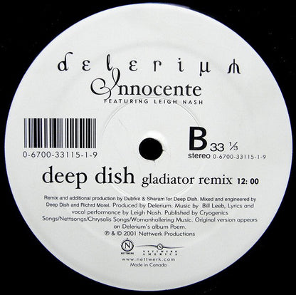Delerium Featuring Leigh Nash : Innocente (Remixes By DJ Tiësto, Deep Dish) (12")