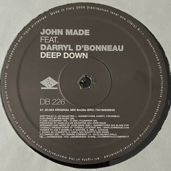 John Made Feat. Darryl D'Bonneau : Deep Down (12")