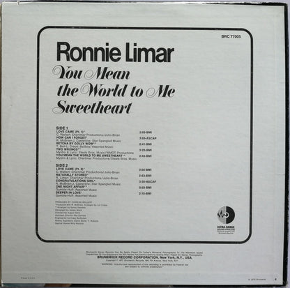 Ronnie Limar : You Mean The World To Me Sweetheart (LP, Album)