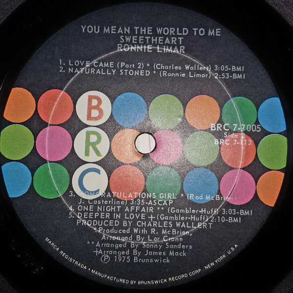 Ronnie Limar : You Mean The World To Me Sweetheart (LP, Album)