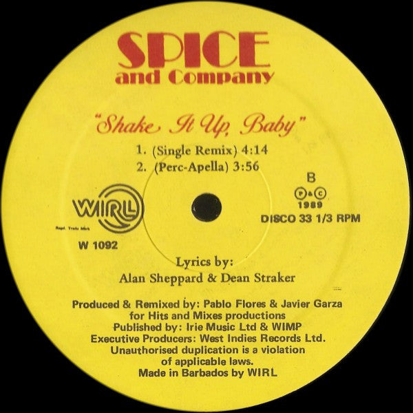 Spice And Company : Shake It Up, Baby (12")