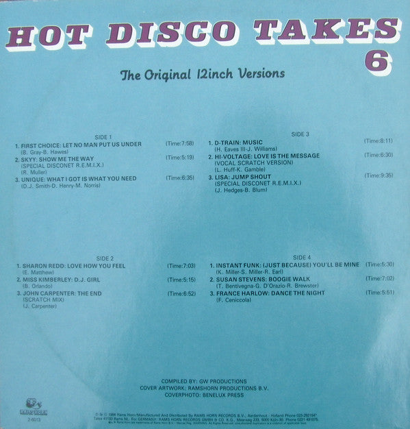Various : Hot Disco Takes 6 (The Original 12inch Versions) (2xLP, Comp)