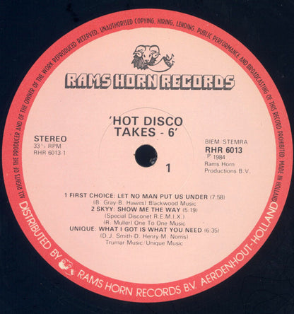 Various : Hot Disco Takes 6 (The Original 12inch Versions) (2xLP, Comp)