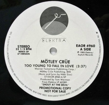 Mötley Crüe : Too Young To Fall In Love (Remix) (12", Promo)