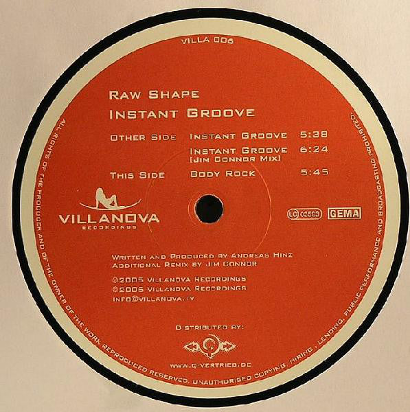 Raw Shape : Bodyrock / Instant Groove (12")