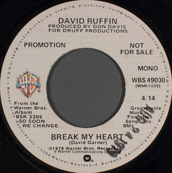 David Ruffin : Break My Heart (7", Single, Mono, Promo)