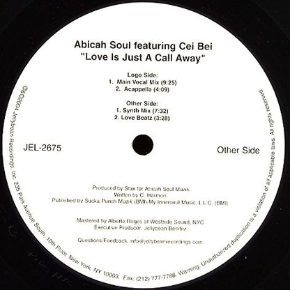 Abicah Soul Featuring Cei Bei* : Love Is Just A Call Away (12")