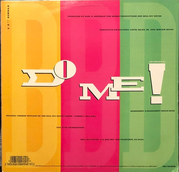 Bell Biv Devoe : Do Me! (12", Single, Glo)
