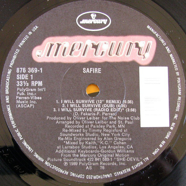 Safire : I Will Survive (12")