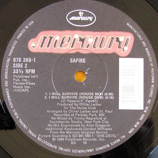 Safire : I Will Survive (12")