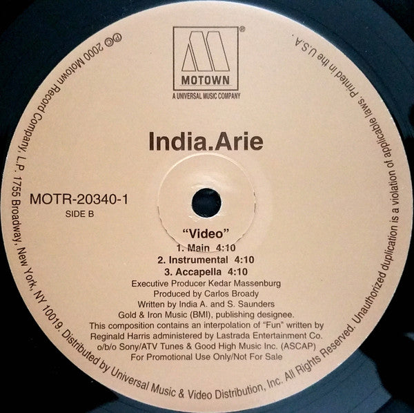 India.Arie : Video (12", Single, Promo)