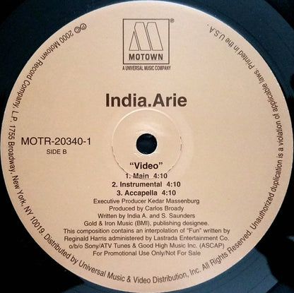 India.Arie : Video (12", Single, Promo)