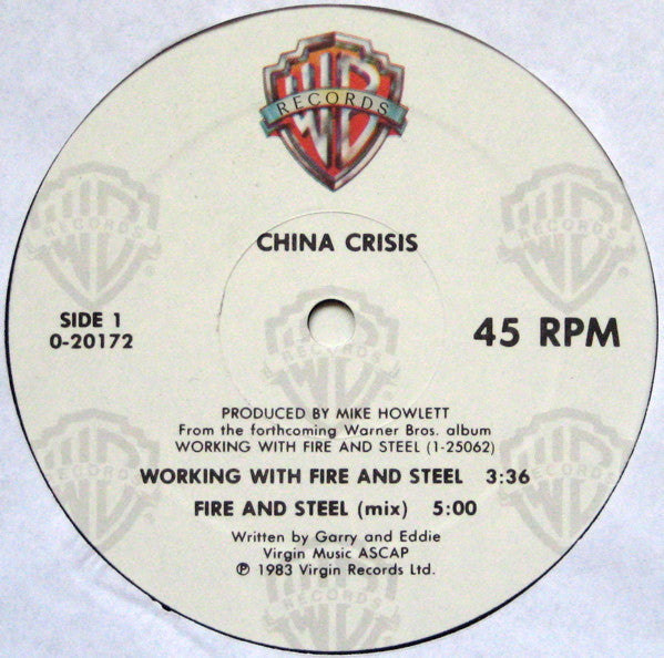 China Crisis : Working With Fire And Steel (12", Maxi)