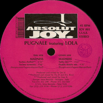 Pugnale Feat. Lola (12) : Madness! (12")