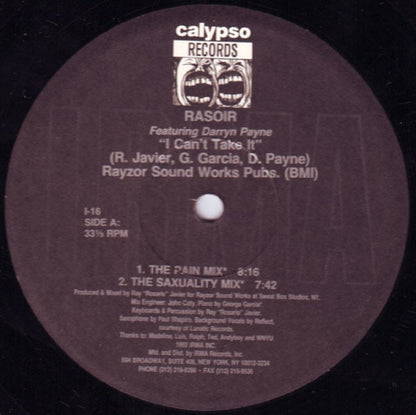 Rasoir Featuring Darryn Payne : I Can't Take It (12")