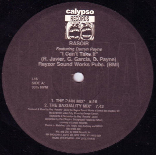Rasoir Featuring Darryn Payne : I Can't Take It (12")
