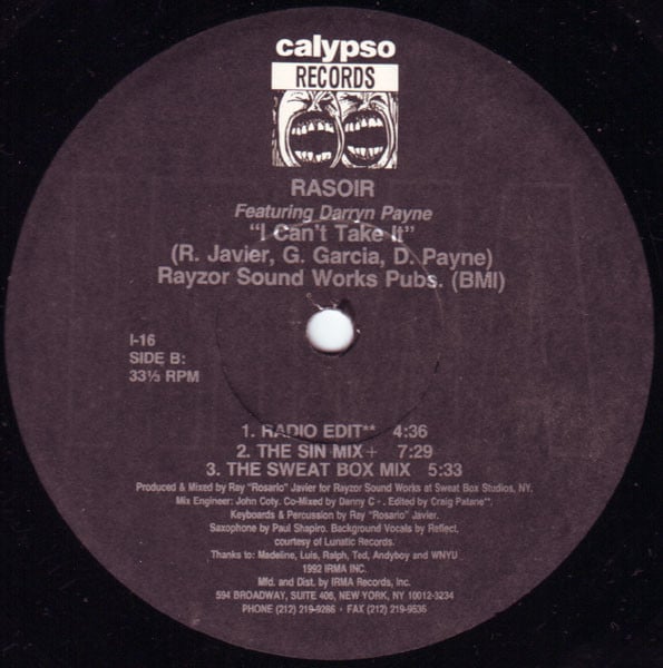 Rasoir Featuring Darryn Payne : I Can't Take It (12")