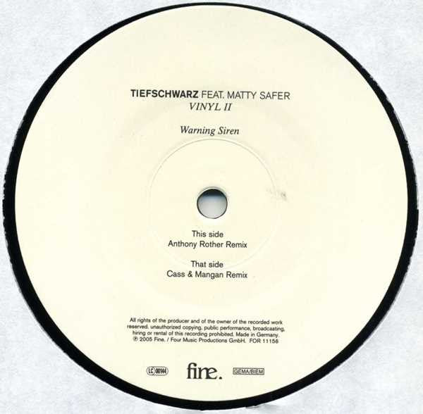 Tiefschwarz Feat. Matty Safer* : Warning Siren Vinyl II (12")