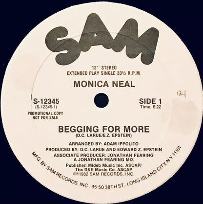 Monica Neal : Begging For More (12", Promo)