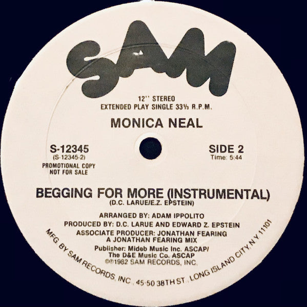 Monica Neal : Begging For More (12", Promo)