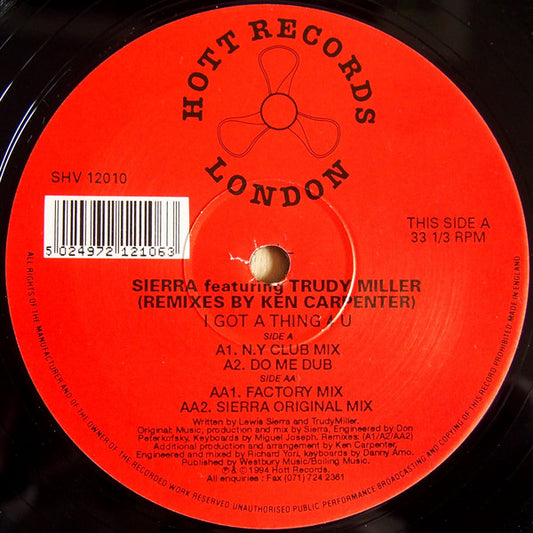 Sierra Featuring Trudy Miller : I Got A Thing 4 U (12")