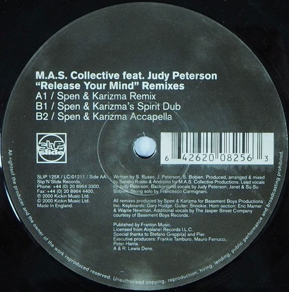 M.A.S. Collective Feat. Judy Peterson : Release Your Mind (Remixes) Mixes: Spen & Karizma (12")