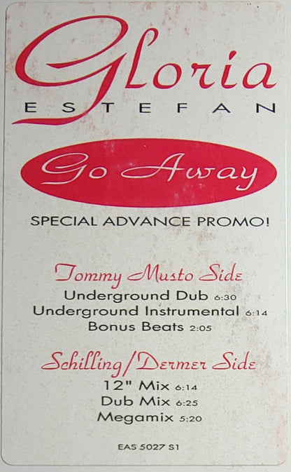 Gloria Estefan : Go Away (12", Promo, W/Lbl)