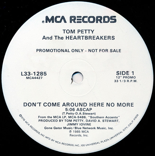 Tom Petty And The Heartbreakers : Don't Come Around Here No More (12", Single, Promo)